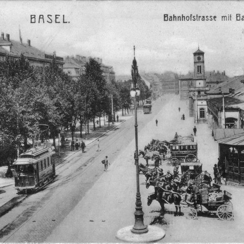 Ansichtskarte Badischer Bahnhof um 1900 Sammlung H. Ziegler. Vergrösserte Ansicht