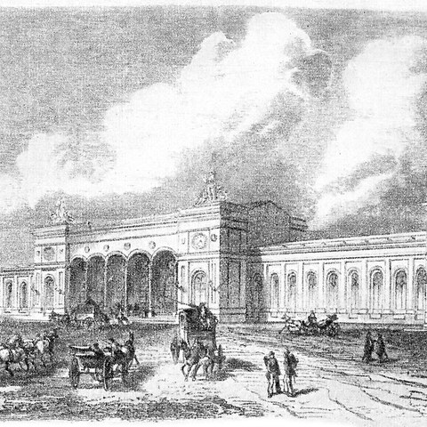 Centralbahnhof Basel 1861 Wikimedia Commons. Vergrösserte Ansicht