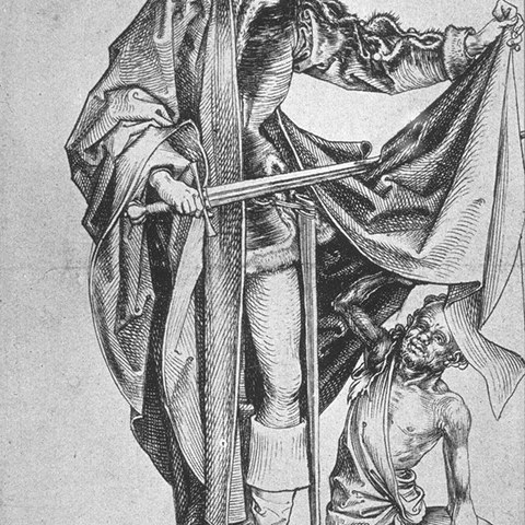Der heilige Martin - von Martin Schongauer Wikimedia commons. Vergrösserte Ansicht